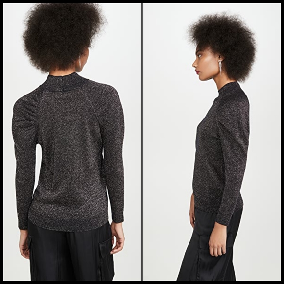 NWT Joie Artima Ruched Sleeve Wool Blend Sweater in Black - Picture 4 of 14